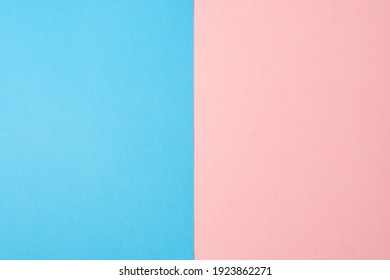 Background Of Two Vertical Rectangles Blue And Pink. Sheets Of Blank Blue And Pink Paper Split Vertically.