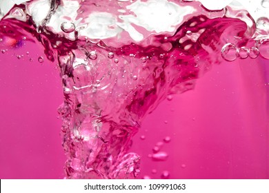 Background Of An Underwater Pink Water Bubble With A View To The Disturbance At The Surface Of The Liquid