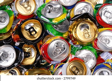Background of various crashed beer cans - Shutterstock ID 2799749