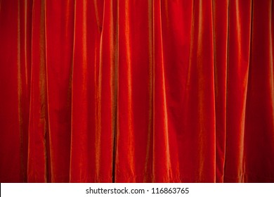 Background Of Velvet Red Theater Curtain Closed