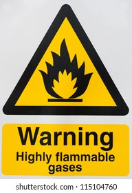 Background Vertical Warning Sign Highly Flammable Gases.