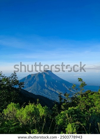 background view of merapi mountain in java