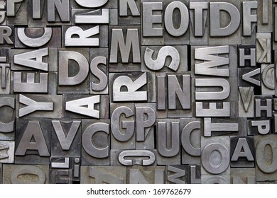 A Background Of Vintage Metal Letterpress Type