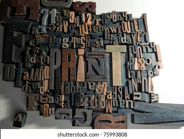 Background Of Vintage Wooden Letter Cases With The Word Print