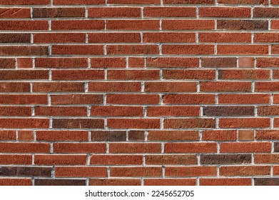 Background wall featuring long thin bricks with finely combed surface, clean mortar, horizontal aspect