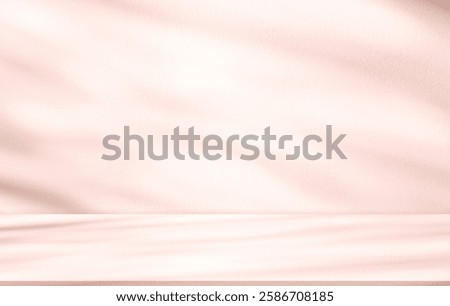 Background wall studio with shadow leaf,light on empty podium mock up for product presentation,Interior kitchen room with gradient of sunlight on floor,Minimal scene for Spring, Summer cosmetic banner