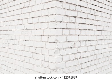 Background Of The White Brick Wall Corner
