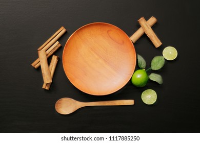 
Background of wooden plate and still life