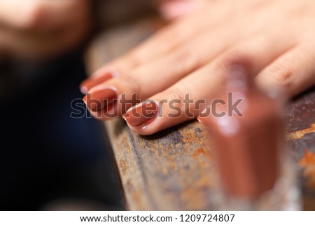 Similar – a woman and a child show their nail polish