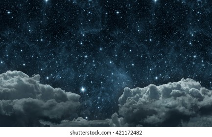 backgrounds night sky with stars and clouds. Elements of this image furnished by NASA - Powered by Shutterstock