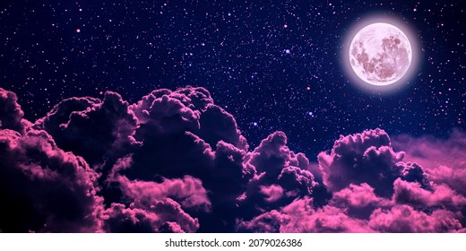 backgrounds night sky and stars   moon   clouds  Plastic Pink color  Elements this image furnished by NASA