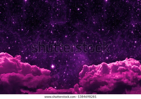 backgrounds\
night sky with stars and moon and clouds. Plastic Pink color.\
Elements of this image furnished by\
NASA