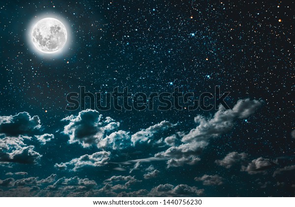 backgrounds night sky with stars and
moon and clouds. Elements of this image furnished by
NASA