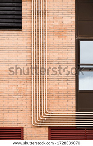 Similar – Schattenwurf an Ziegelwand mit geschlossenem Fenster im Schwung aufwärts