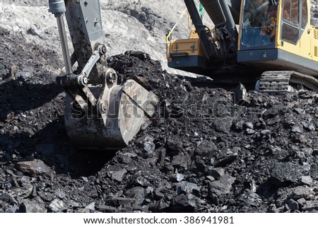 backhoe work in coalmine