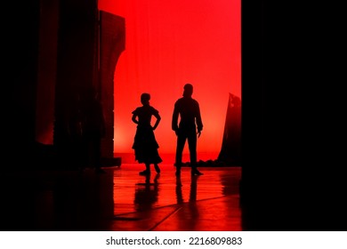 backlight flamenco dancers on the stage - Shutterstock ID 2216809883