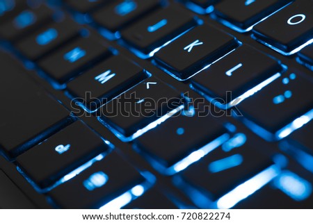 Backlit computer keyboard - hi tech concept