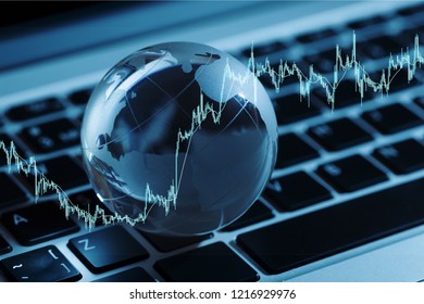 Backlit globe and computer keyboard