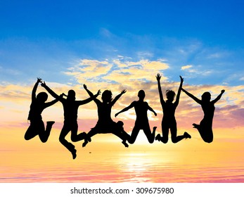 Backlit Group Friends Silhouettes Stock Photo 309675980 | Shutterstock