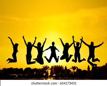 Backlit Group Friends Silhouettes Stock Photo 654173431 | Shutterstock