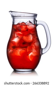 Backlit Pitcher With Iced Drink. Marsala Colored, Isolated,easy Fits To Dark And Light Backgrounds.