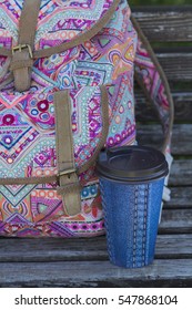 backpack and coffee