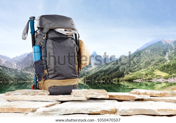 Backpack Desk Free Space Your Decoration Stock Photo Edit Now