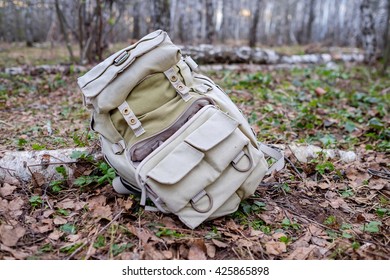 Backpack in the forest