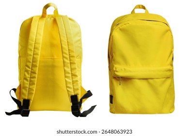 Backpack front back view isolated on stock photo