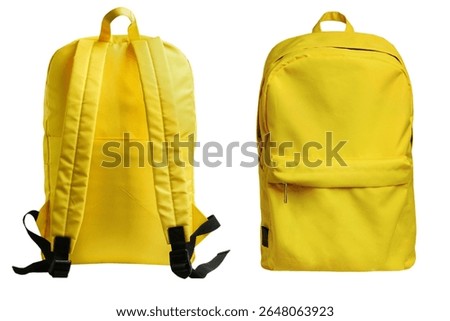Backpack front back view isolated on stock photo