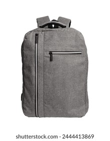 Backpack isolated on white background. Laptop rucksack, schoolbag, front view.