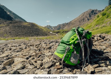 backpack on the ground, closeup