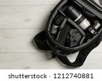 Backpack with professional photographer