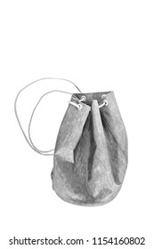 backpack pulling on rope isolated on white background.