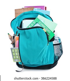 Backpack School Supplies Isolated On White Stock Photo 386224588 ...