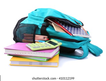 Backpack School Supplies Isolated On White Stock Photo 410112199 ...