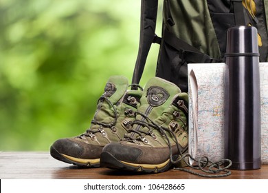 backpack and shoes backpackers - Powered by Shutterstock