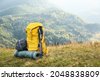 backpack on mountain
