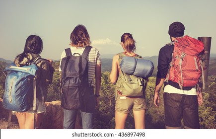 Backpacker Camping Hiking Journey Travel Trek Concept - Shutterstock ID 436897498