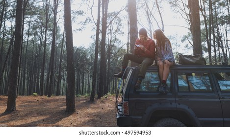 Backpacker Couple Travel Adventure Happiness Concept - Shutterstock ID 497594953