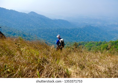 Backpacker on the mountain