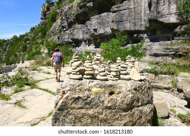 Backpackers In Ardèche In France