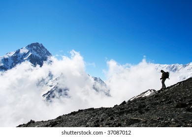Backpackers silhouette