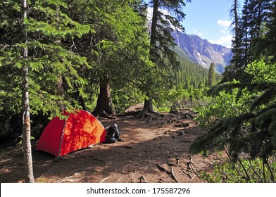 Backpacking: Camping with Tent in the Mountains