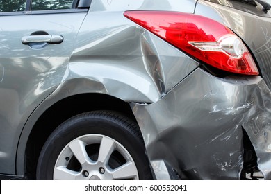 Backside Of A Car Get Damaged After A Car Crash Accident