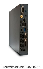 Backside of mini computer,isolated on white background