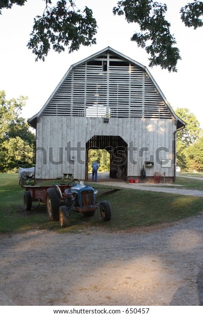 Backside Old Hay Drying Barn Tractor Stock Photo Edit Now 650457