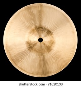 Backside of small cymbal isolated on black