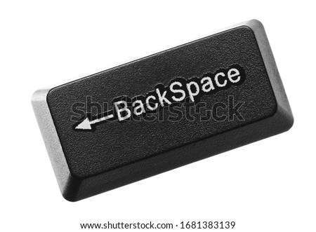 BackSpace, control button computer keyboard isolated on white background and texture, clipping path 