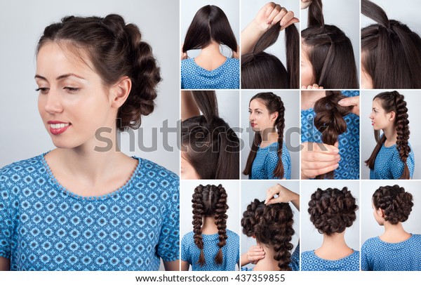 Backstage Technique Weaving Plaits Long Hair Stock Photo Edit Now